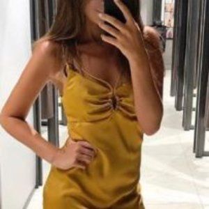 ZARA Slip Dress With Gathered Detail
